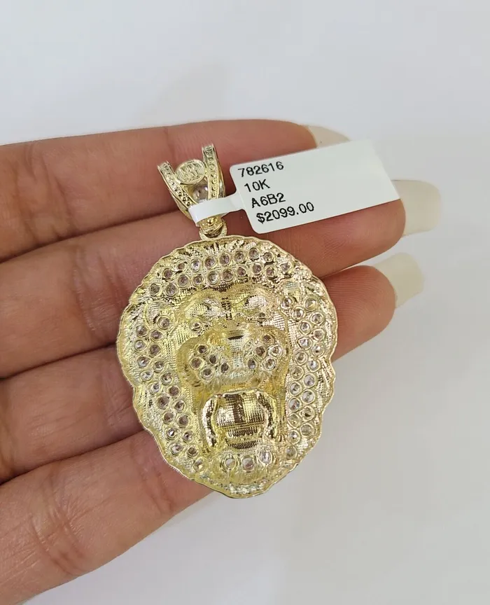 Globalwatches10 10k Miami Cuban Chain Roaring Lion Charm Set 4mm 1828 Necklace Pendant Gold Necklaces