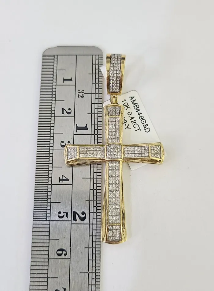 Globalwatches10 Necklaces 10k Miami Cuban Chain Jesus Cross Charm Set 45mm 2028 Necklace Pendant Gold