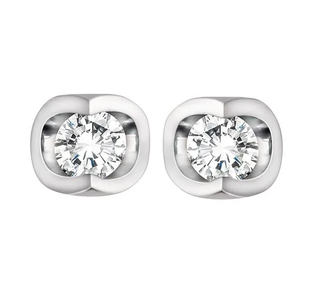Glowing Hearts Diamonds Earrings 14kt White Gold 043cttw Canadian Diamond Stud Earrings