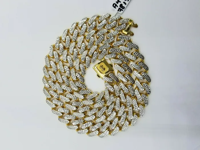 Gold and Diamond 10K 13mm Yellow Gold Royal Miami Cuban Monaco Chain Diamond Cut 24 inches SALE Rings