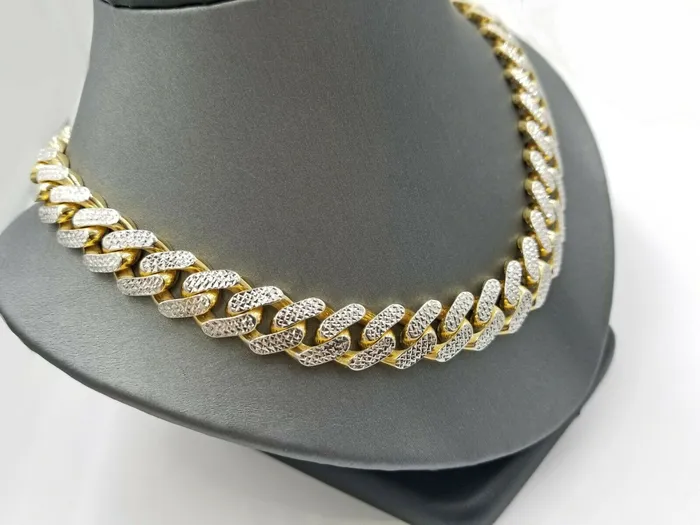 Gold and Diamond 10K 13mm Yellow Gold Royal Miami Cuban Monaco Chain Diamond Cut 24 inches SALE Rings