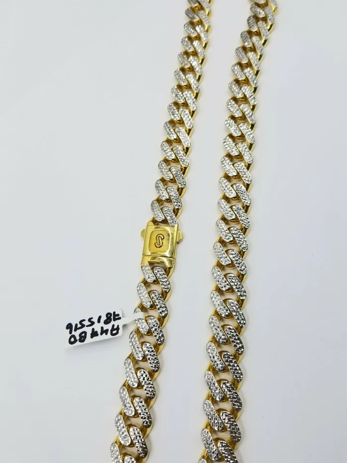 Gold and Diamond 10K 13mm Yellow Gold Royal Miami Cuban Monaco Chain Diamond Cut 24 inches SALE Rings