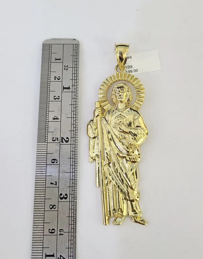 Gold and Diamond 10K Franco Chain Saint Jude Pendant Charm Necklace 2026 5mm Gold SET Yellow Necklaces