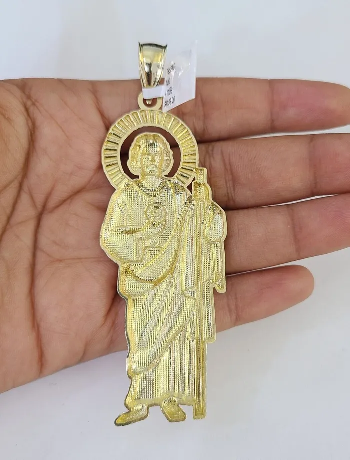 Gold and Diamond 10K Franco Chain Saint Jude Pendant Charm Necklace 2026 5mm Gold SET Yellow Necklaces