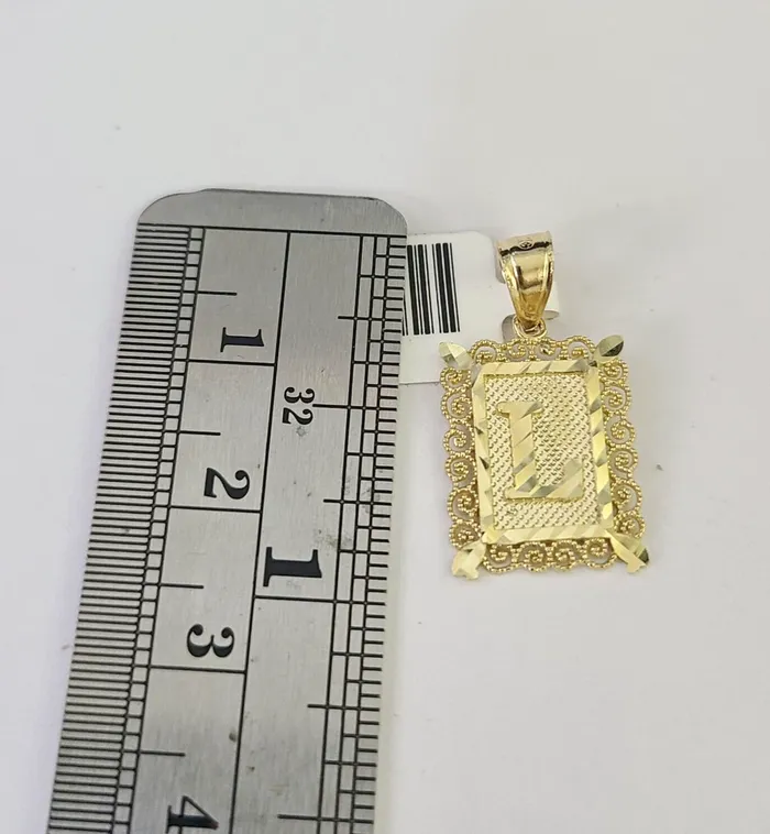 Gold and Diamond 10k Gold Initial L Charm Rope Chain 1626 25mm SET Necklace Alphabet Pendant Necklaces