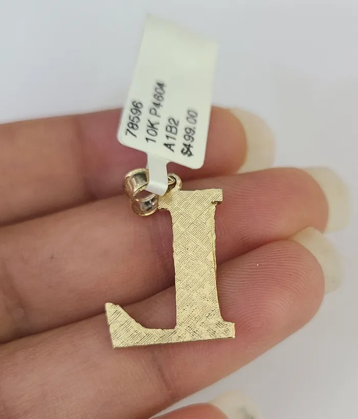 Gold and Diamond 10k Gold Initial L Charm Rope Chain 1626 25mm SET Necklace Alphabet Pendant Necklaces