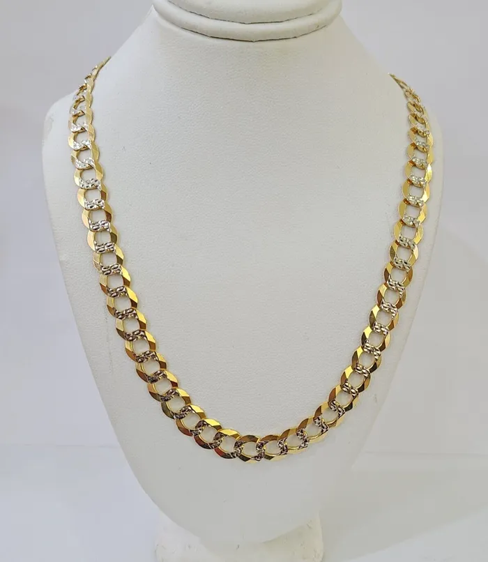 Gold and Diamond 14k Gold chain Solid Necklace Cuban Curb Link REAL 8mm 20 30 Inch Mens DISCOUNT Necklaces
