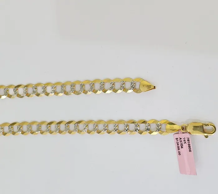 Gold and Diamond 14k Gold chain Solid Necklace Cuban Curb Link REAL 8mm 20 30 Inch Mens DISCOUNT Necklaces