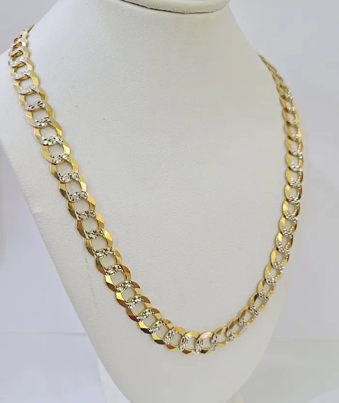 Gold and Diamond 14k Gold chain Solid Necklace Cuban Curb Link REAL 8mm 20 30 Inch Mens DISCOUNT Necklaces