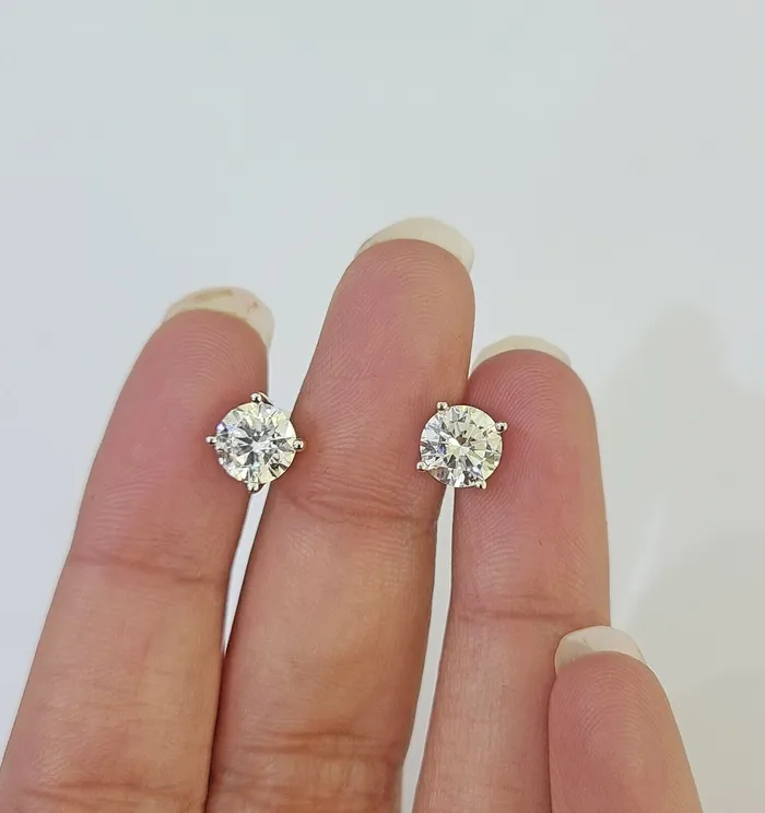 Gold and Diamond 14k White gold Round Earrings Diamond screwback Lab Created Women Men Studs Earrings