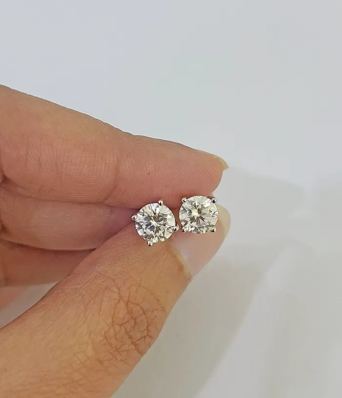 Gold and Diamond 14k White gold Round Earrings Diamond screwback Lab Created Women Men Studs Earrings