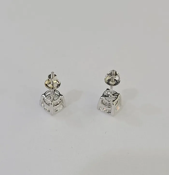 Gold and Diamond 14k White gold Round Earrings Diamond screwback Lab Created Women Men Studs Earrings