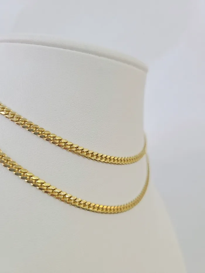 Gold and Diamond 18k Solid Miami Cuban Chain Yellow Gold 3mm 20 Inch Genuine Necklace Real Necklaces