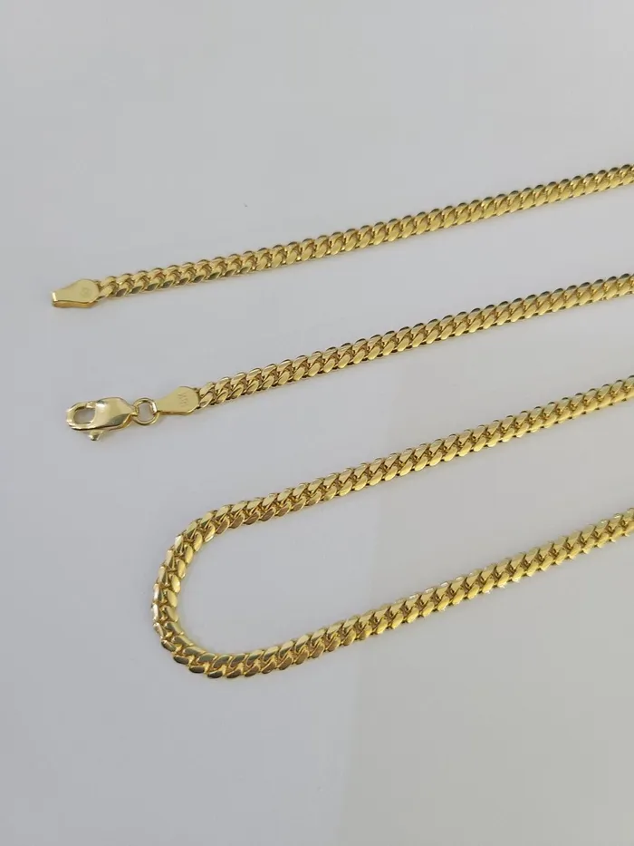Gold and Diamond 18k Solid Miami Cuban Chain Yellow Gold 3mm 20 Inch Genuine Necklace Real Necklaces