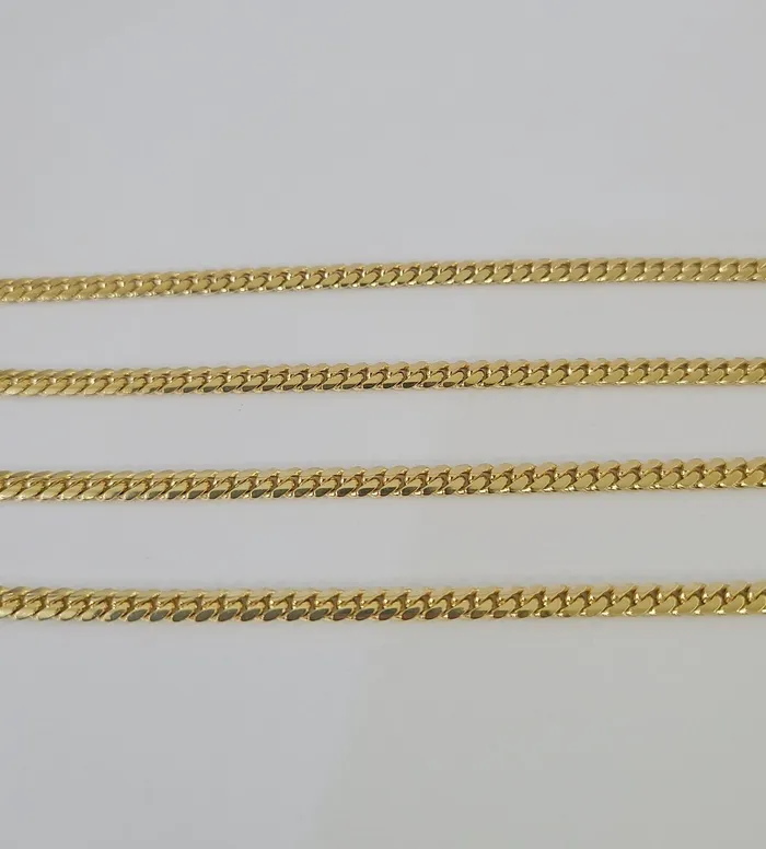 Gold and Diamond 18k Solid Miami Cuban Chain Yellow Gold 3mm 20 Inch Genuine Necklace Real Necklaces