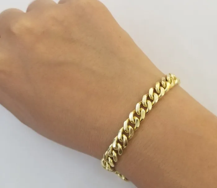 Gold and Diamond Bracelets Real 10k Gold Bracelet 8mm Miami Cuban Link 8 Box Lock 10kt Yellow Gold