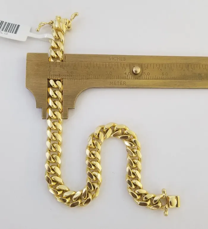 Gold and Diamond Bracelets Real 10k Gold Bracelet 8mm Miami Cuban Link 8 Box Lock 10kt Yellow Gold