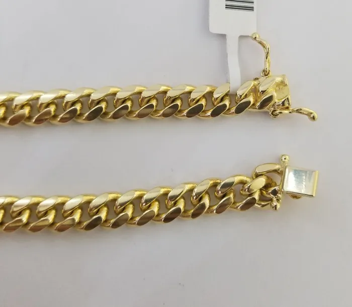 Gold and Diamond Bracelets Real 10k Gold Bracelet 8mm Miami Cuban Link 8 Box Lock 10kt Yellow Gold