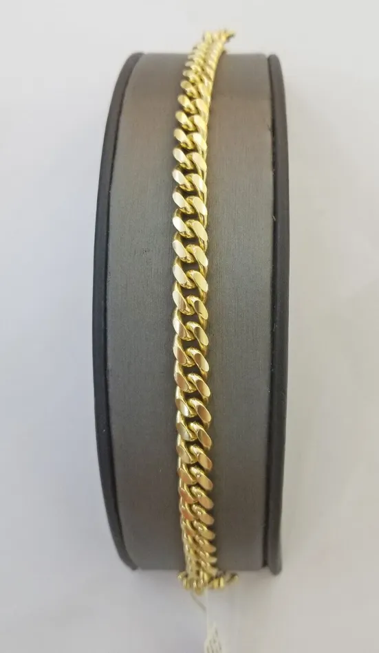 Gold and Diamond Bracelets Real 10k Gold Bracelet 8mm Miami Cuban Link 8 Box Lock 10kt Yellow Gold