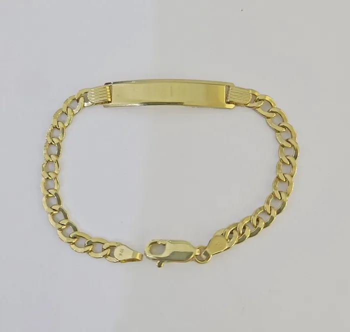 Gold and Diamond Bracelets REAL 10K Gold ID Bracelet Kids Baby Cuban Curb Link Unisex Gold and Diamond Bracelets REAL 10K Gold ID Bracelet Kids Baby Cuban Curb Link Unisex