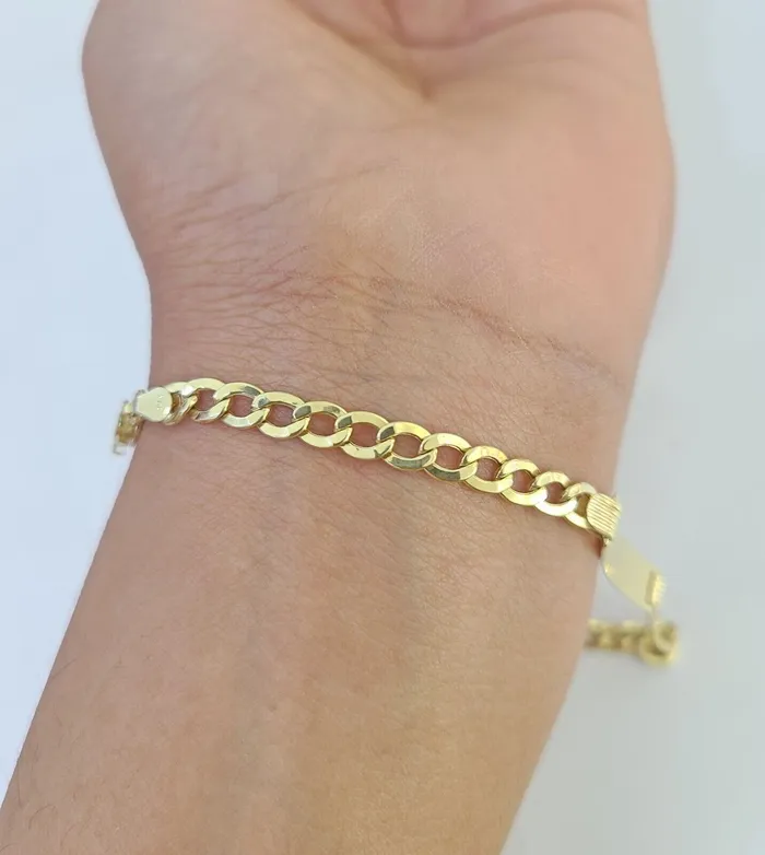 Gold and Diamond Bracelets REAL 10K Gold ID Bracelet Kids Baby Cuban Curb Link Unisex