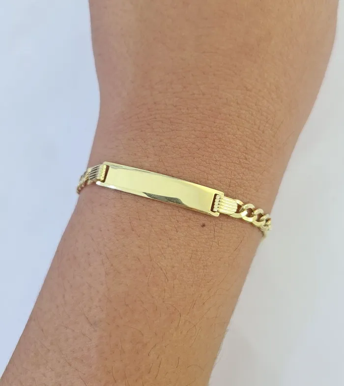 Gold and Diamond Bracelets REAL 10K Gold ID Bracelet Kids Baby Cuban Curb Link Unisex
