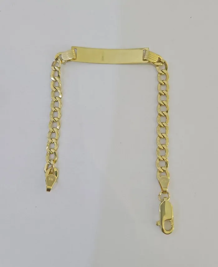 Gold and Diamond Bracelets REAL 10K Gold ID Bracelet Kids Baby Cuban Curb Link Unisex