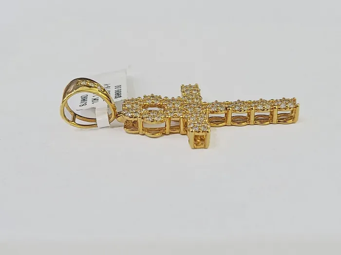 Gold and Diamond Charm Necklaces 10k Yellow Gold Diamond Jesus Cross Charm Pendant Genuine Diamond Real