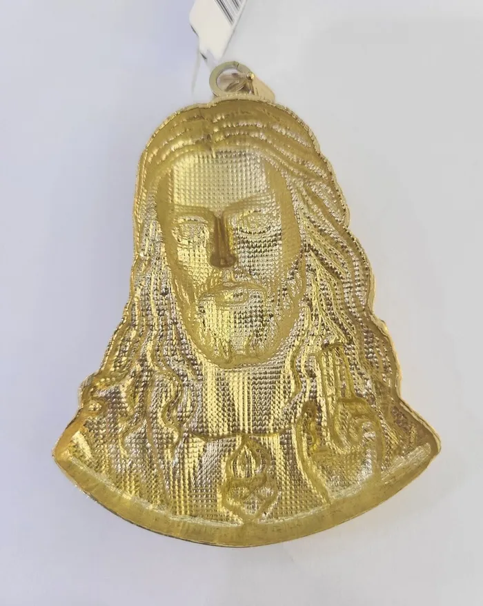 Gold and Diamond Charm Necklaces Real 10K Yellow Gold Jesus Head Pendant Charm Genuine