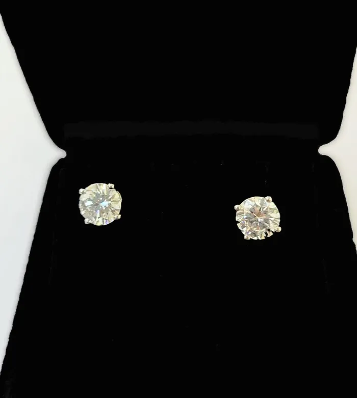 Gold and Diamond Earrings 10k White gold Round Earrings Diamond screwback Lab Created Women Men Studs Gold and Diamond Earrings 10k White gold Round Earrings Diamond screwback Lab Created Women Men Studs