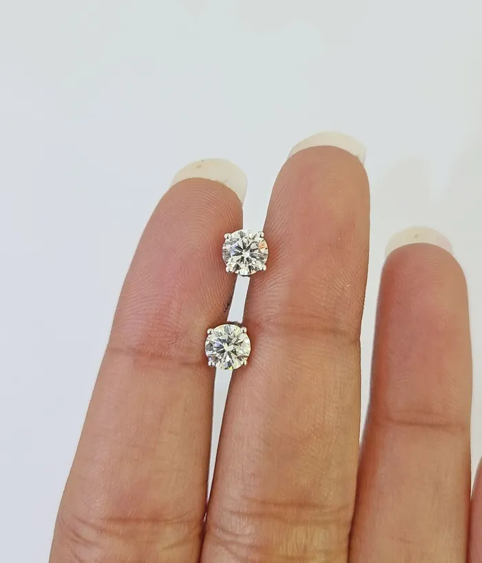 Gold and Diamond Earrings 10k White gold Round Earrings Diamond screwback Lab Created Women Men Studs