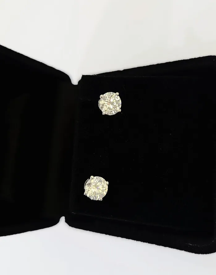 Gold and Diamond Earrings 10k White gold Round Earrings Diamond screwback Lab Created Women Men Studs