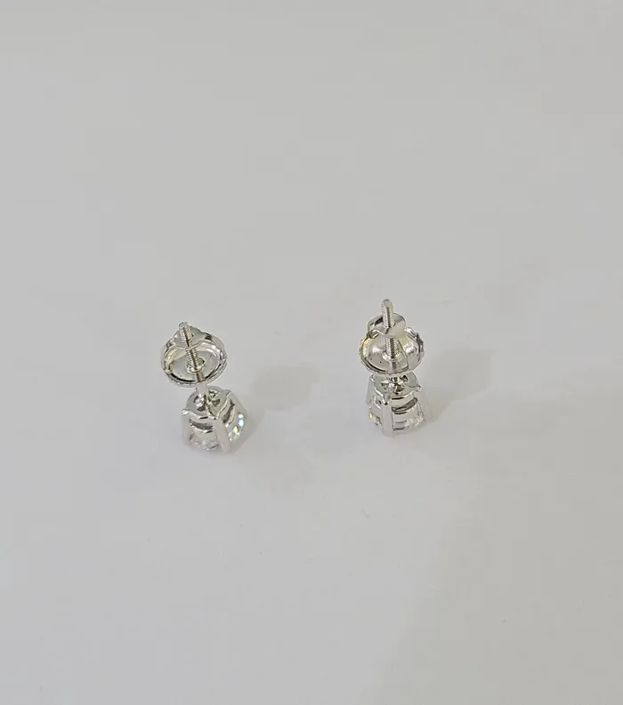 Gold and Diamond Earrings 10k White gold Round Earrings Diamond screwback Lab Created Women Men Studs