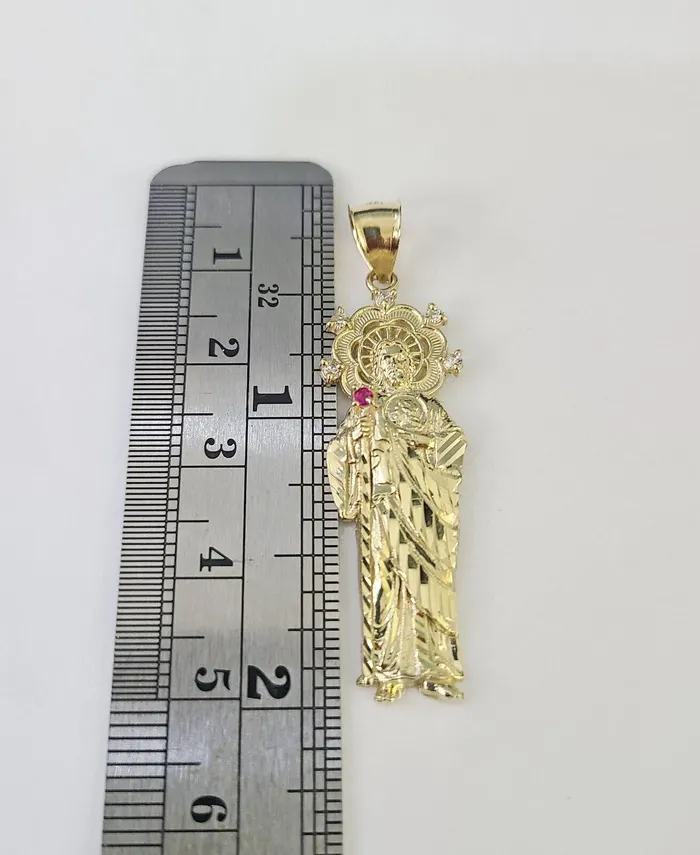 Gold and Diamond Necklaces 10k 3mm Rope Chain Saint Jude Pendant 1830 Yellow Gold Set Charm Necklace