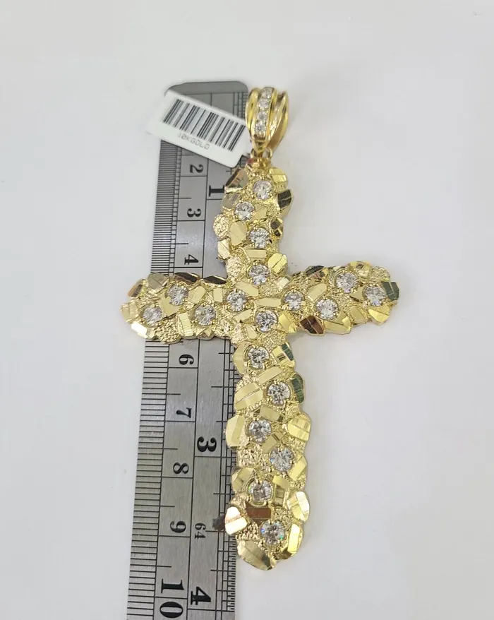 Gold and Diamond Necklaces 10k Gold Byzantine Necklace Jesus Cross Charm 1830 inches 5mm SET Chain Pendant