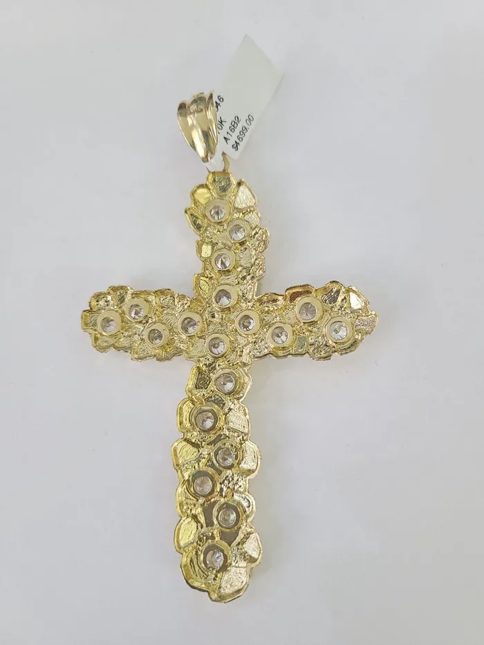 Gold and Diamond Necklaces 10k Gold Byzantine Necklace Jesus Cross Charm 1830 inches 5mm SET Chain Pendant