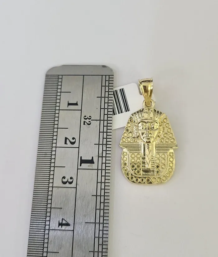 Gold and Diamond Necklaces 10K Gold Miami Cuban Chain Pharaoh 1828 3mm REAL Pendant Necklace SET