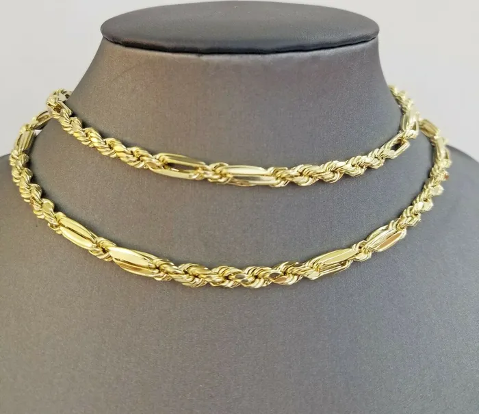 Gold and Diamond Necklaces 10k REAL Yellow Gold Milano Rope chain 22inch Gold necklace Men Women 4mm 10kt