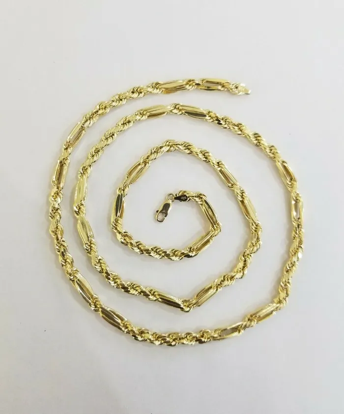 Gold and Diamond Necklaces 10k REAL Yellow Gold Milano Rope chain 22inch Gold necklace Men Women 4mm 10kt