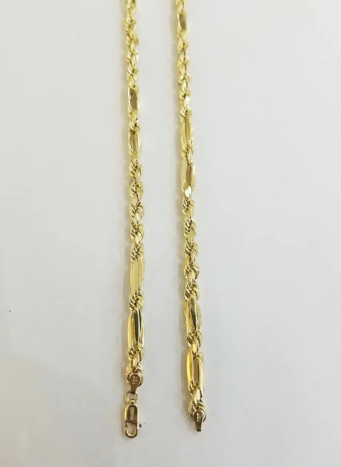 Gold and Diamond Necklaces 10k REAL Yellow Gold Milano Rope chain 22inch Gold necklace Men Women 4mm 10kt