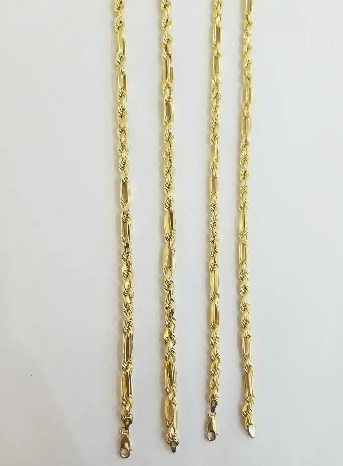 Gold and Diamond Necklaces 10k REAL Yellow Gold Milano Rope chain 22inch Gold necklace Men Women 4mm 10kt