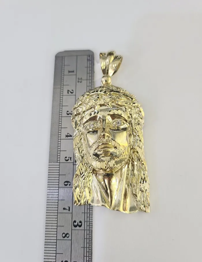 Gold and Diamond Necklaces Real 10k Solid Rope Chain Jesus Head Charm Set 6mm 2030 Inch Necklace Gold