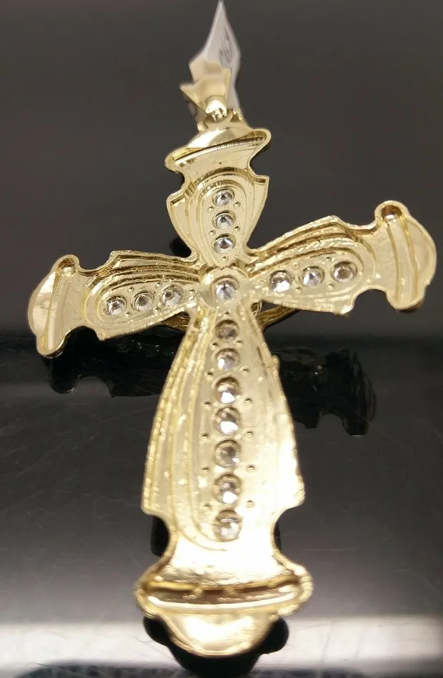 Gold and Diamond PreStyled Sets Real 10k Gold Jesus Crucifix Cross Charm Pendant Diamond Cut 10kt Yellow Gold