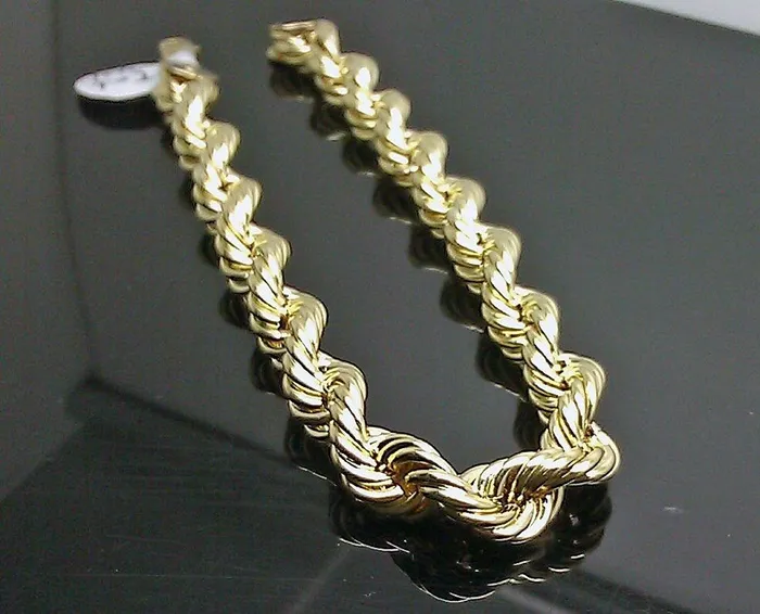 Gold and Diamond Real 10k Yellow Gold Rope Bracelet 8 mm 8 Inch Lobster Men Bracelets Gold and Diamond Real 10k Yellow Gold Rope Bracelet 8 mm 8 Inch Lobster Men Bracelets