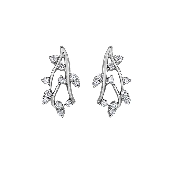 Independent Jewellers Earrings 10kt White Gold 050cttw Diamond Stud Earrings Inspired by Nature Independent Jewellers Earrings 10kt White Gold 050cttw Diamond Stud Earrings Inspired by Nature
