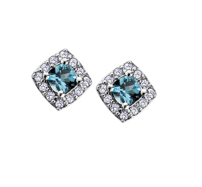 Independent Jewellers Earrings 10kt White Gold Blue Topaz and Diamond Stud Earrings Independent Jewellers Earrings 10kt White Gold Blue Topaz and Diamond Stud Earrings