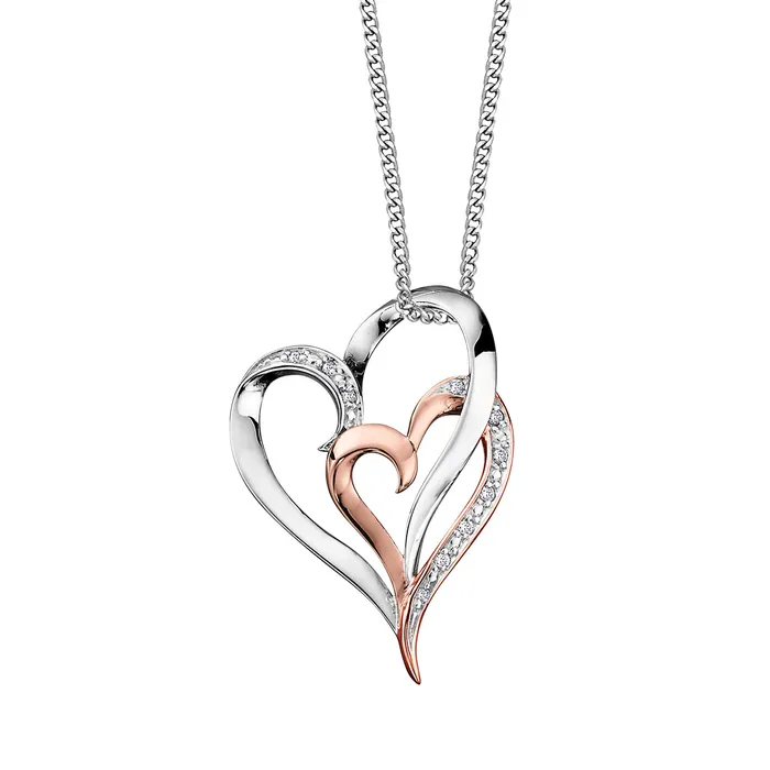 Independent Jewellers Necklaces 10kt White And Rose Gold Diamond Double Heart Pendant Independent Jewellers Necklaces 10kt White And Rose Gold Diamond Double Heart Pendant
