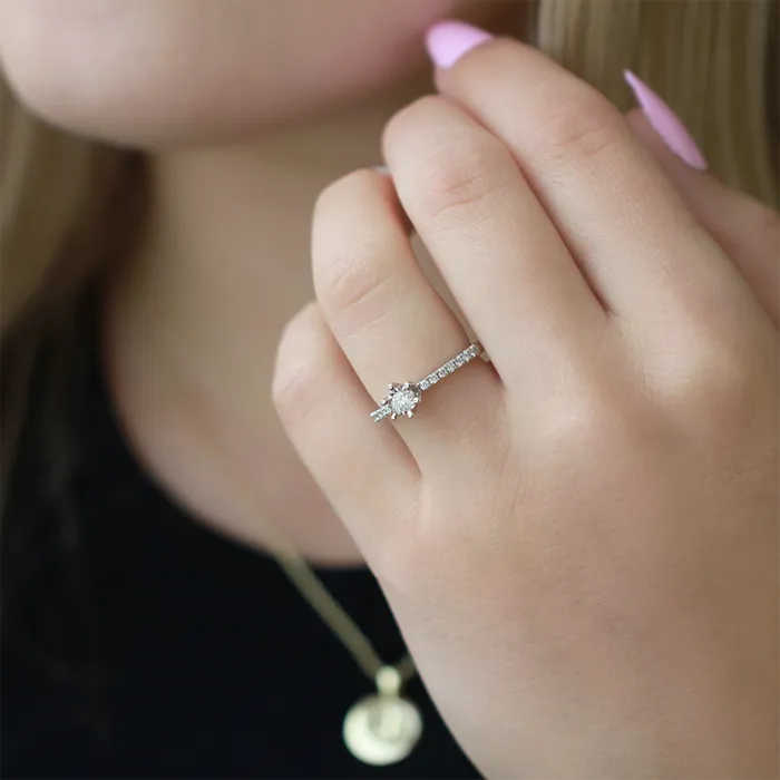 Independent Jewellers Rings 10kt White Gold 027cttw Delicate Diamond Ring