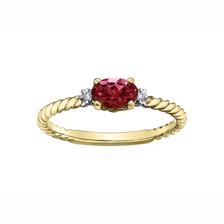 Independent Jewellers Rings 10kt Yellow Gold Ruby and Diamond Stackable Ring Independent Jewellers Rings 10kt Yellow Gold Ruby and Diamond Stackable Ring