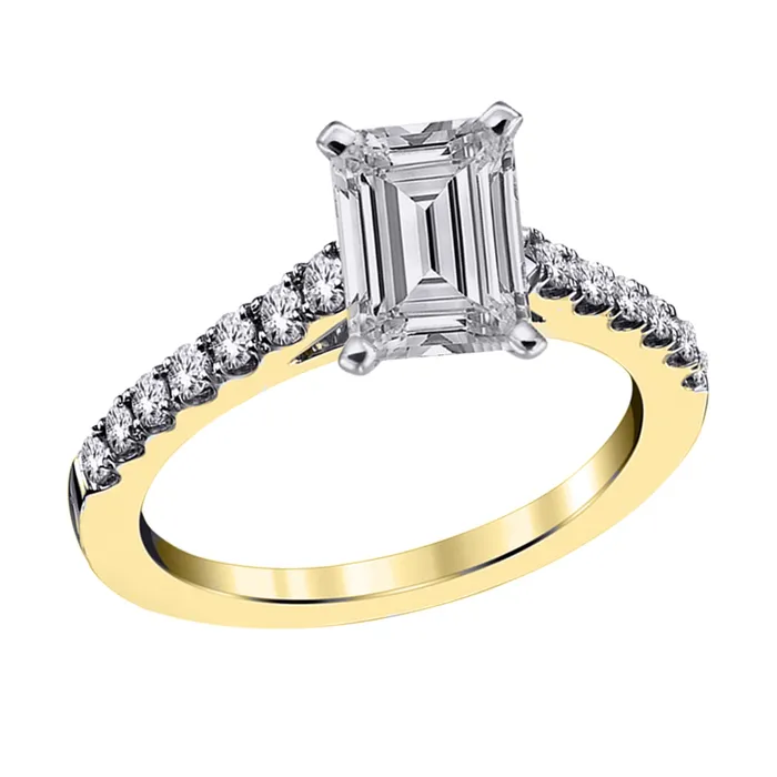 Independent Jewellers Rings 14kt Yellow Gold 130cttw LabGrown Emerald Diamond Engagement Ring Independent Jewellers Rings 14kt Yellow Gold 130cttw LabGrown Emerald Diamond Engagement Ring